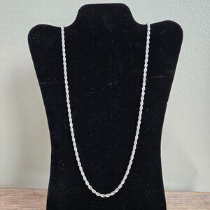 Sterling Silver 4mm Diamond-Cut Twisted Rope Chain Necklace 30"